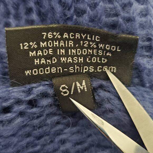 Wooden Ships Women's Mohair Wool Waterfall Cardigan Sweater Size Small M Blue - Picture 8 of 9